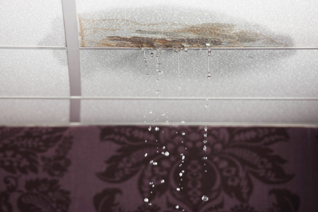 Leaking and discolouration is a prime sign of water damage.