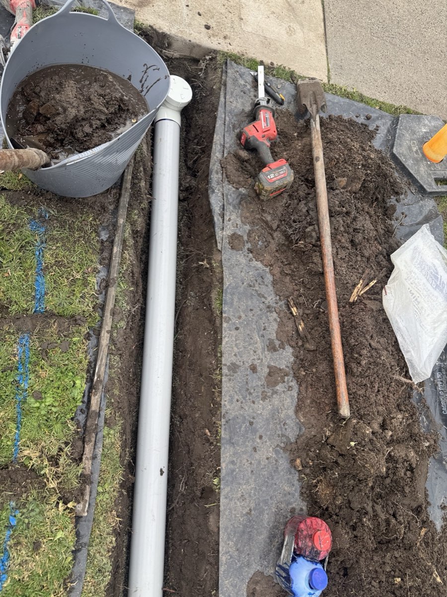 New 100 mm PVC stormwater drain installed during an Essendon repair