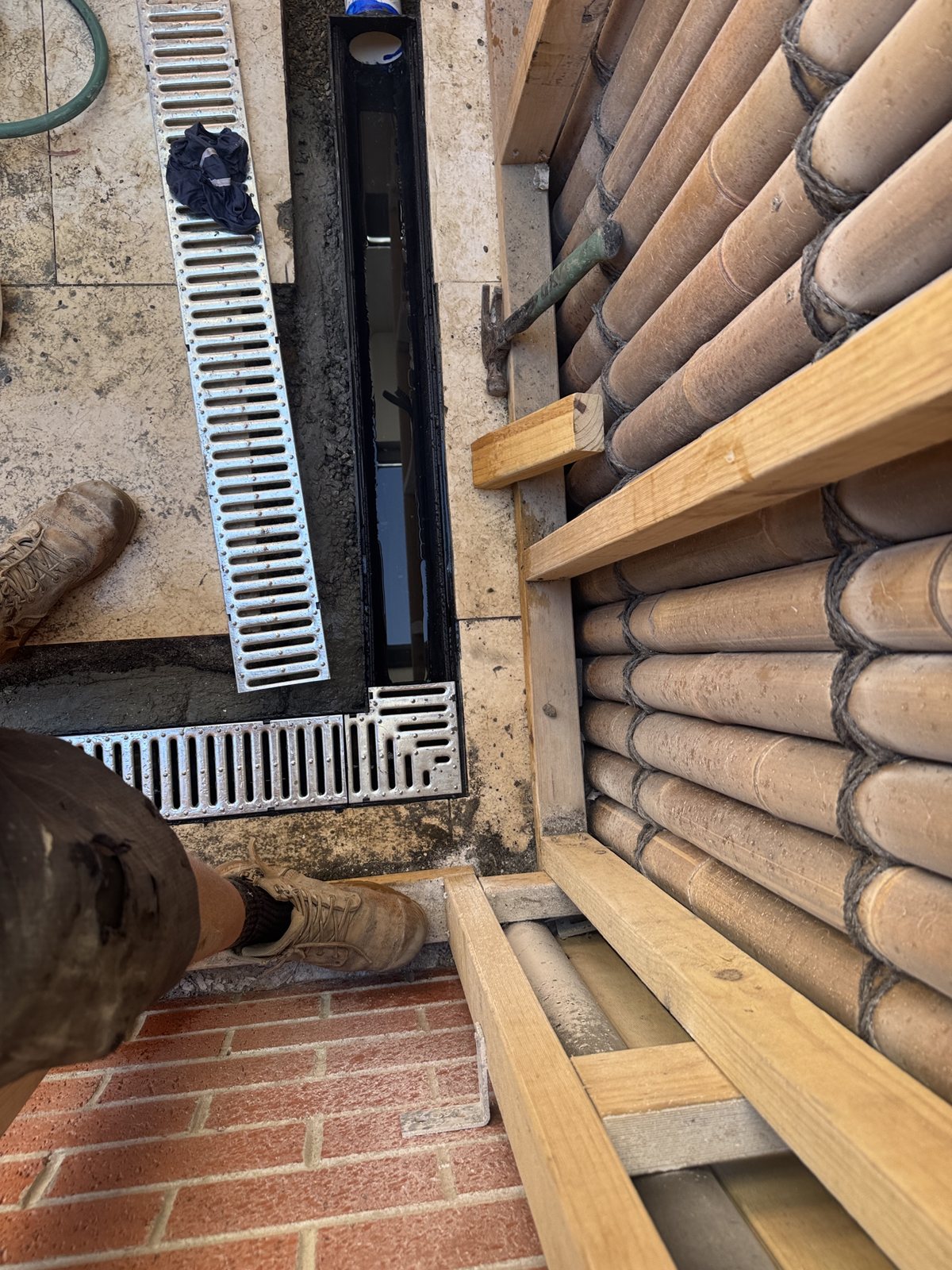 Stormwater channel and PVC connection during installation in Essendon West