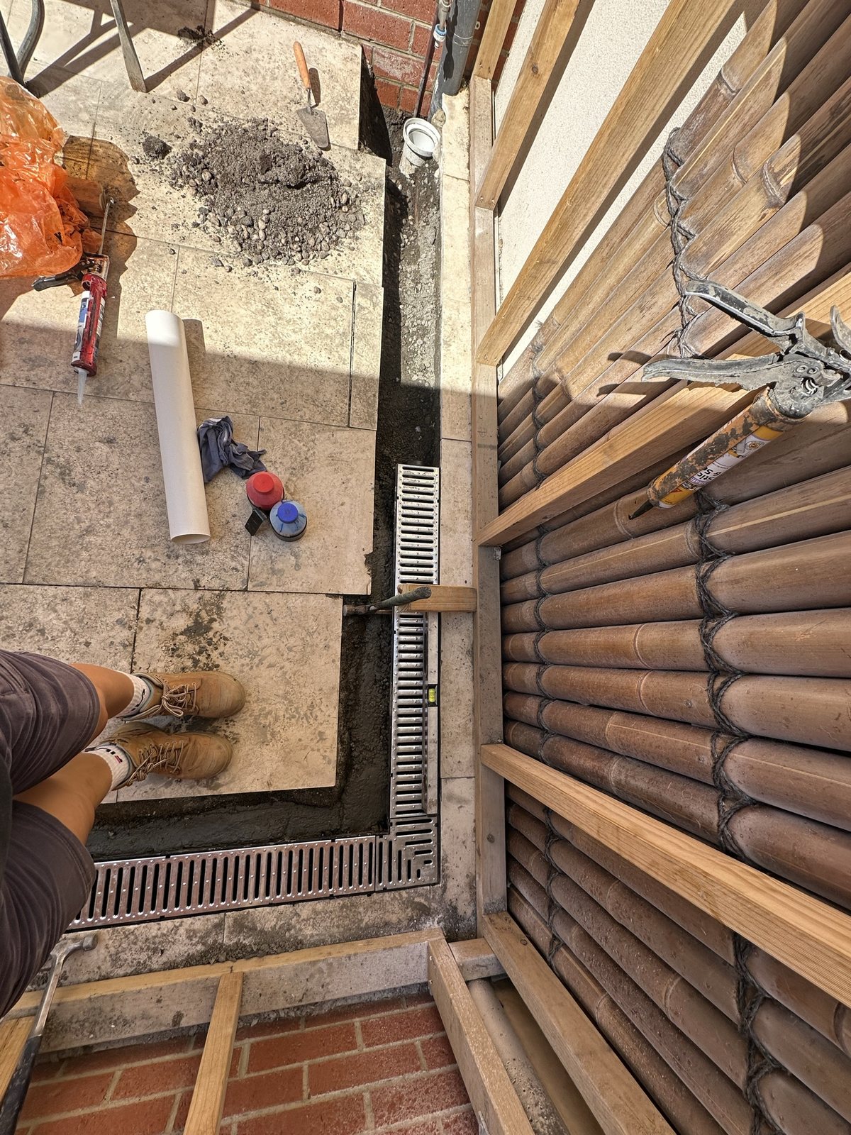 Strip drain and stormwater pipe connection before final reinstatement in Essendon West