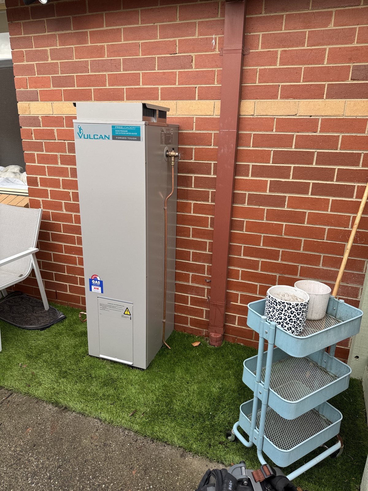 Close view of a genuine hot water system installation