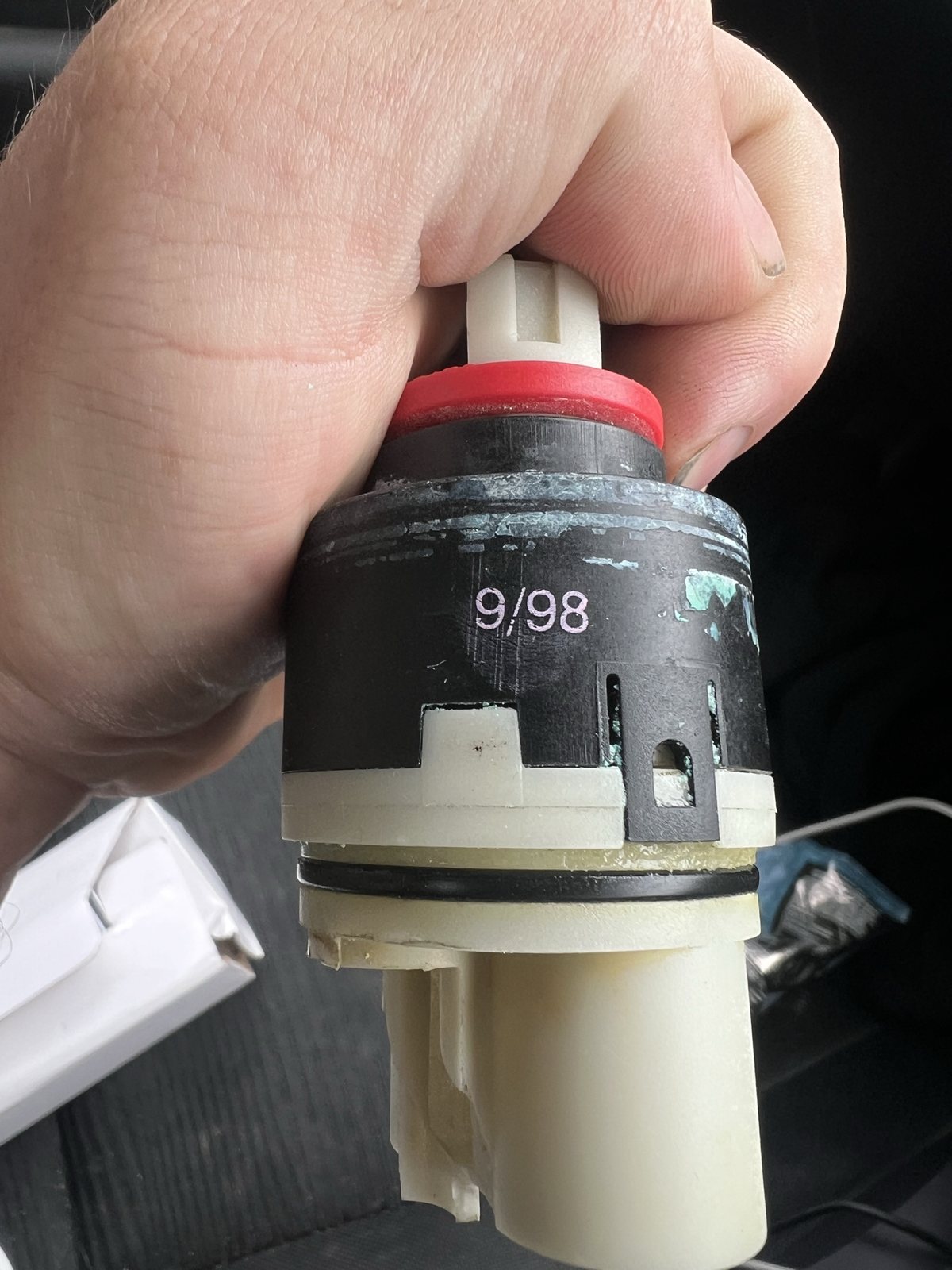 Removed shower-mixer cartridge inspected during a Pascoe Vale South repair